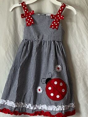 Rare Editions Dress with Ladybug Appliqués size 5.
